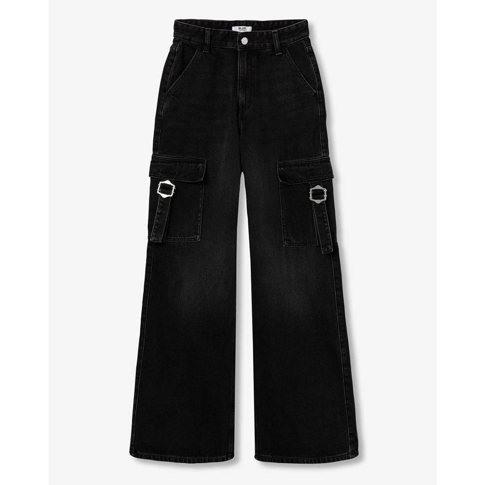 Παιδικό τζιν wide leg παντελόνι TIFFOSI κορίτσι - ΜΑΥΡΟ