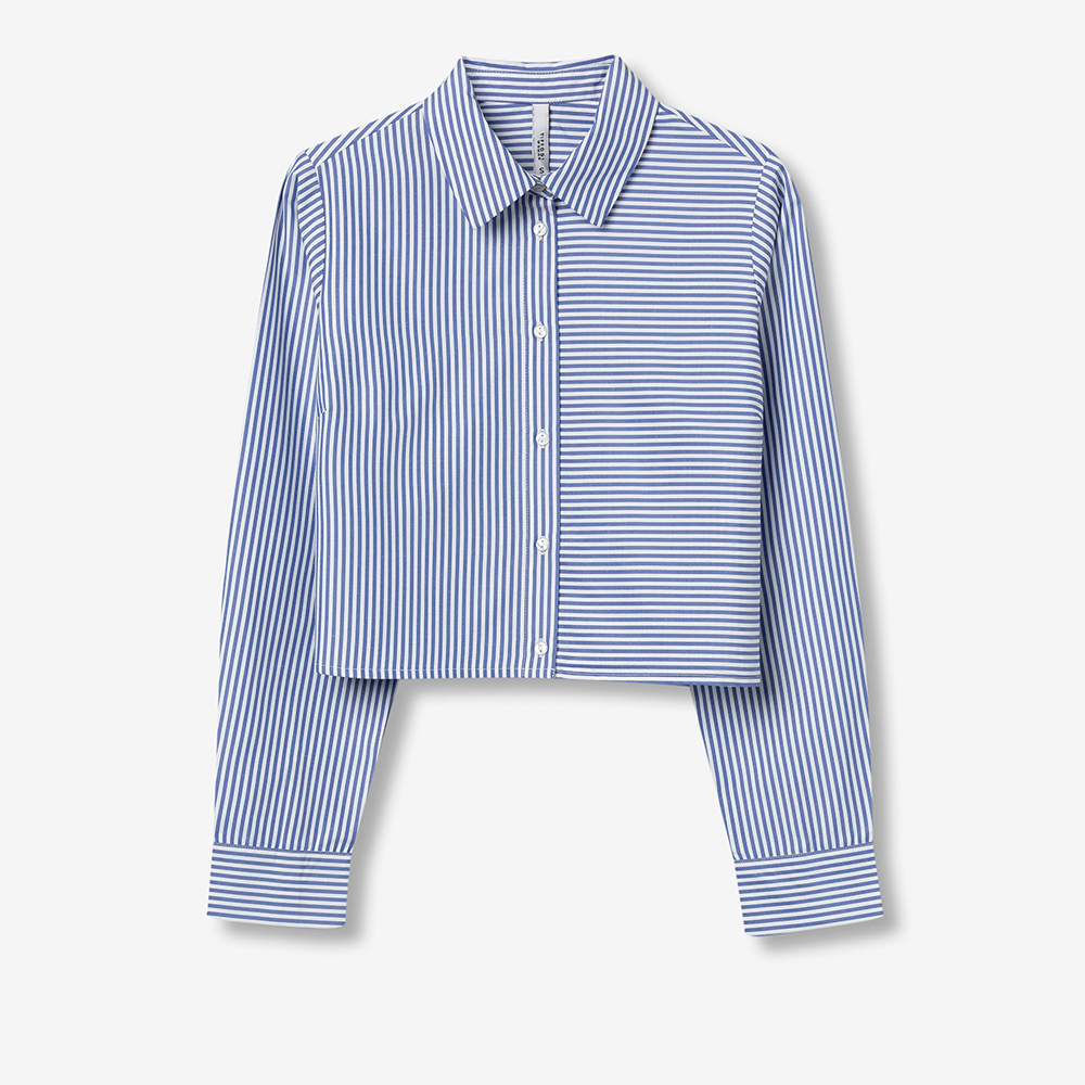 Παιδικό ριγέ crop πουκάμισο TIFFOSI κορίτσι - ΜΠΛΕ