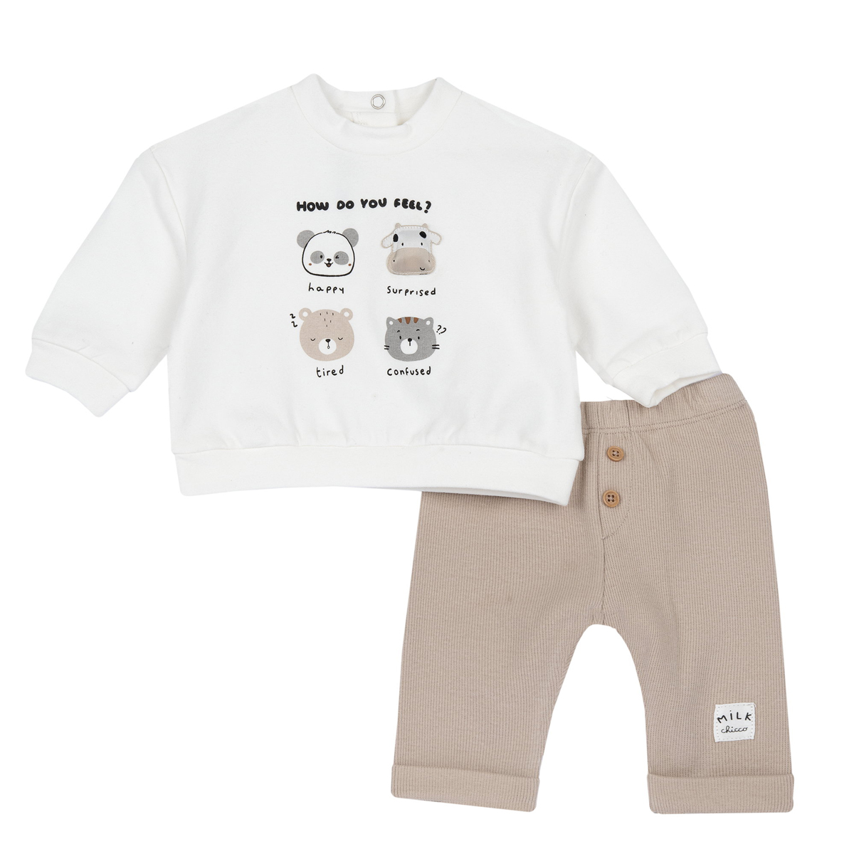 Βρεφικό σετ με παντελόνι CHICCO αγόρι - ΕΚΡΟΥ