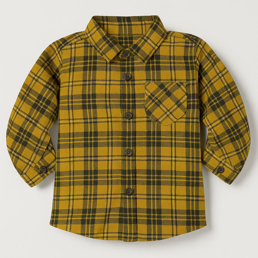 Βρεφικό καρό πουκάμισο NEW COLLEGE αγόρι - ΜΟΥΣΤΑΡΔΙ