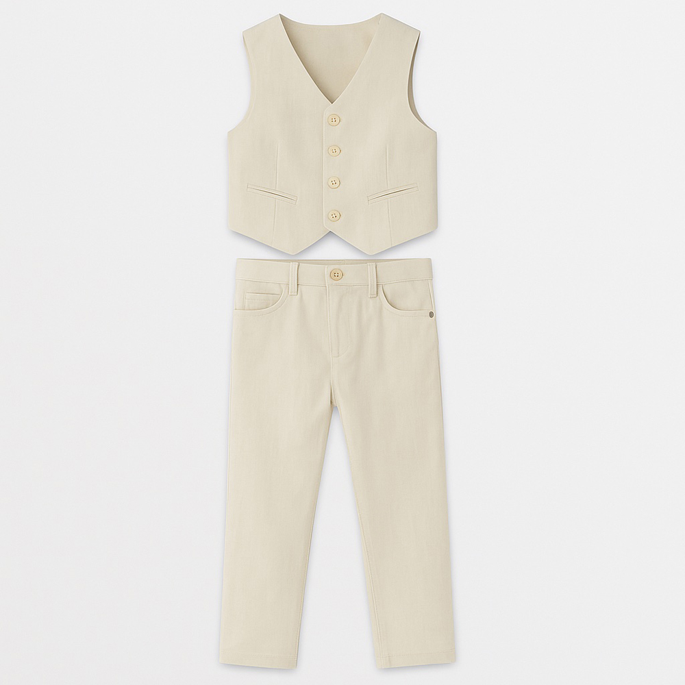 Παιδικό σετ γιλέκο με παντελόνι SEVEN ELEVEN αγόρι - ΕΚΡΟΥ