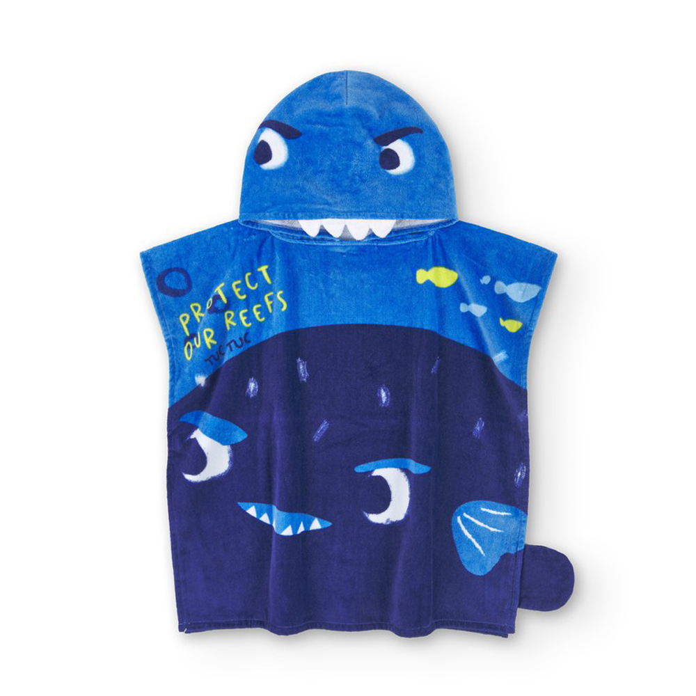 Παιδική πετσέτα poncho θαλάσσης TUC TUC αγόρι - ΜΠΛΕ