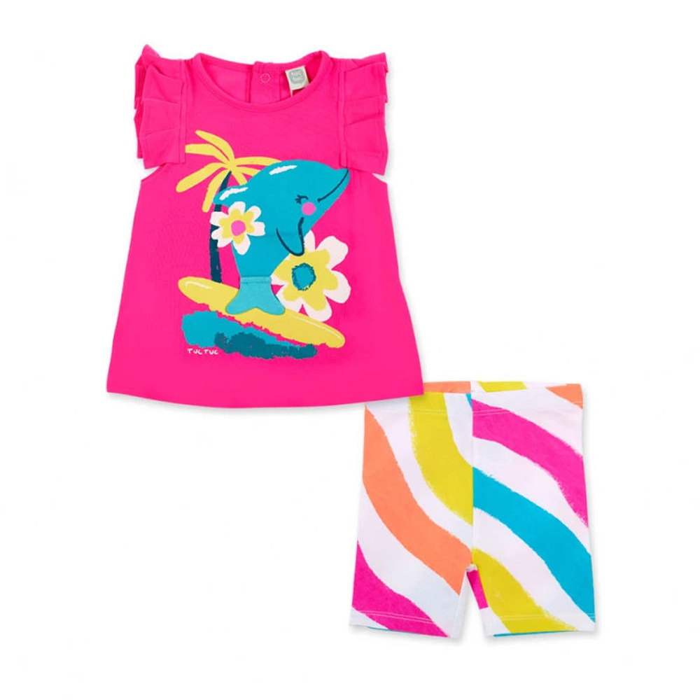 Σετ με ποδηλατικό κολάν TUC TUC κορίτσι - ΦΟΥΞΙΑ