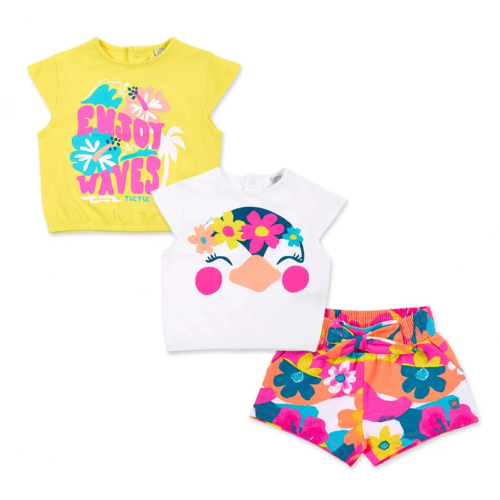 Σετ με σόρτς 3 τμχ TUC TUC κορίτσι ΛΕΥΚΟ- - ΚΙΤΡΙΝΟ