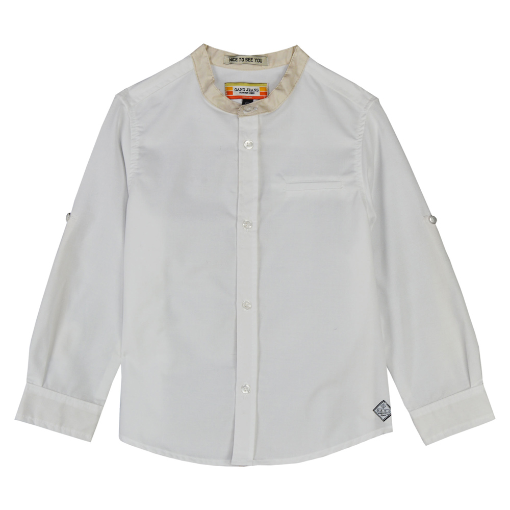 Πουκάμισο GANG με γιακά mao - ΛΕΥΚΟ