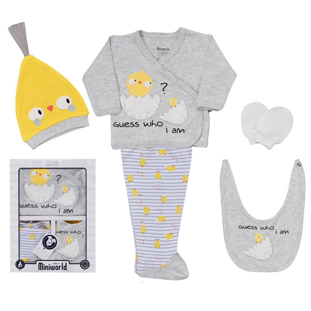 Βρεφικό σετ 5 τμχ MINIWORLD - ΓΚΡΙ