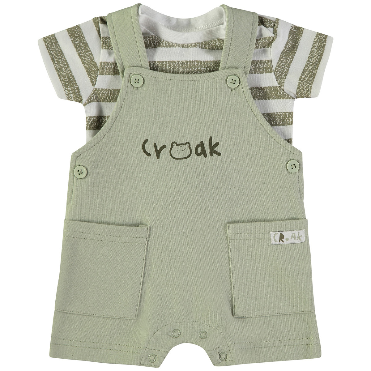 Βρεφικό σετ με ολόσωμη βερμούδα BABYBOL αγόρι - ΧΑΚΙ