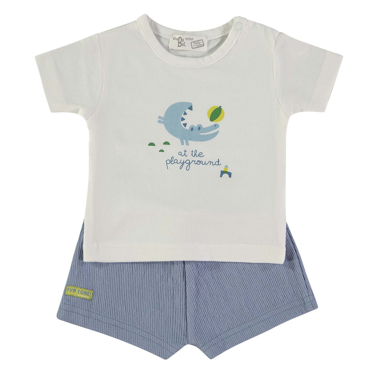 Βρεφικό σετ με βερμούδα BABYBOL αγόρι - ΛΕΥΚΟ-ΜΠΛΕ