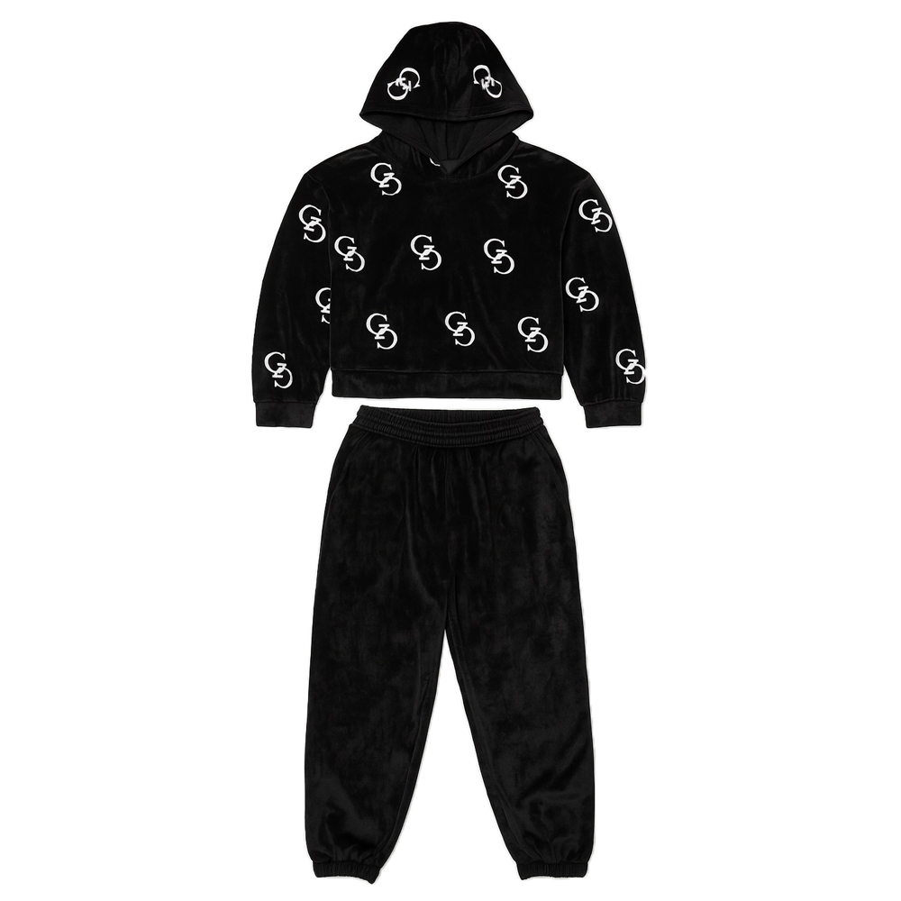 Βελουτέ σετ με φόρμα GANG - ΜΑΥΡΟ