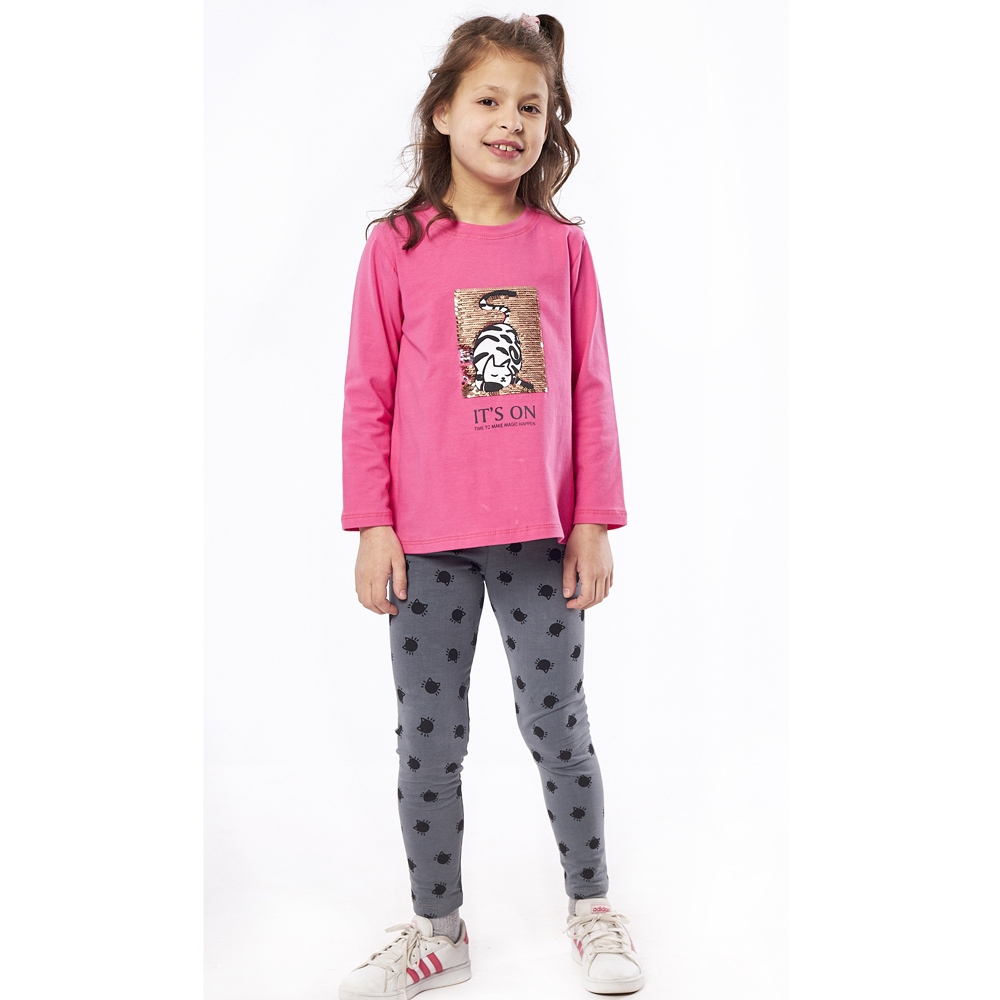 Παιδικό σετ με κολάν ΕΒΙΤΑ κορίτσι - ΦΟΥΞΙΑ