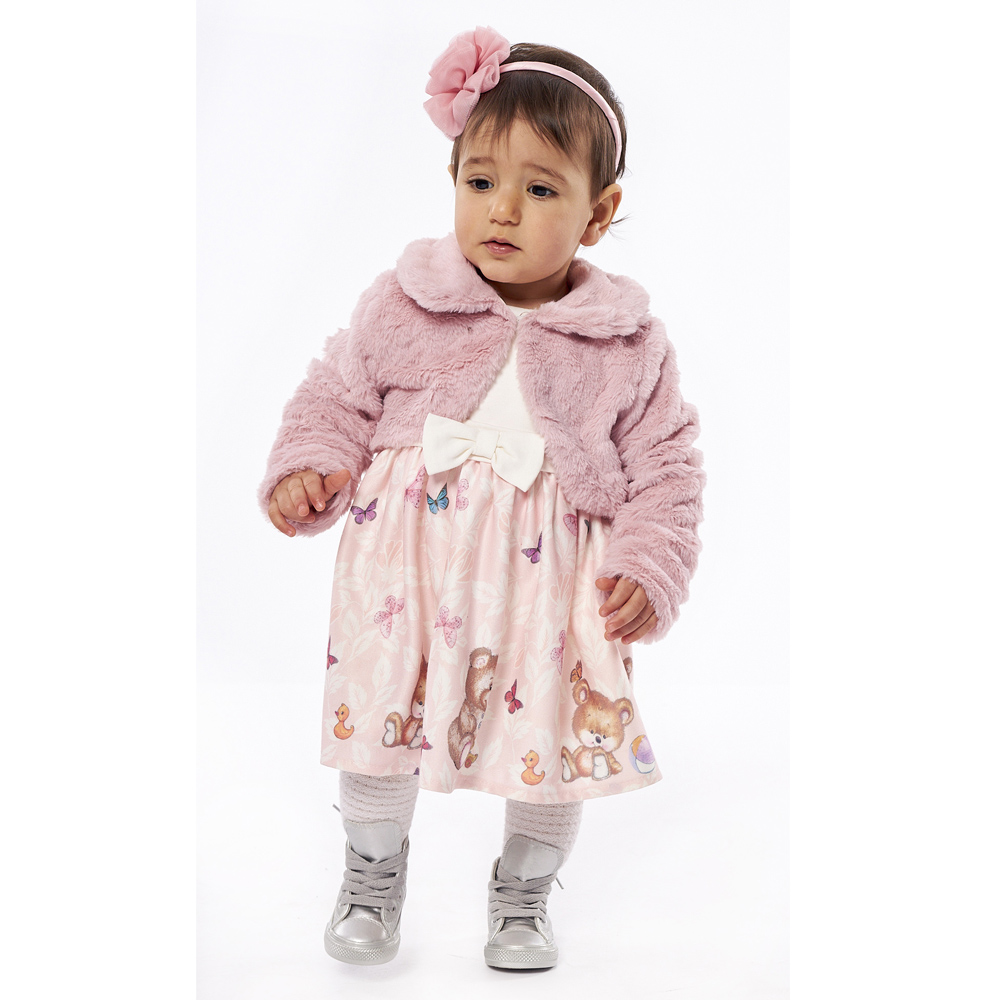 Βρεφικό σετ φόρεμα με μπολερό ΕΒΙΤΑ κορίτσι - ΡΟΖ