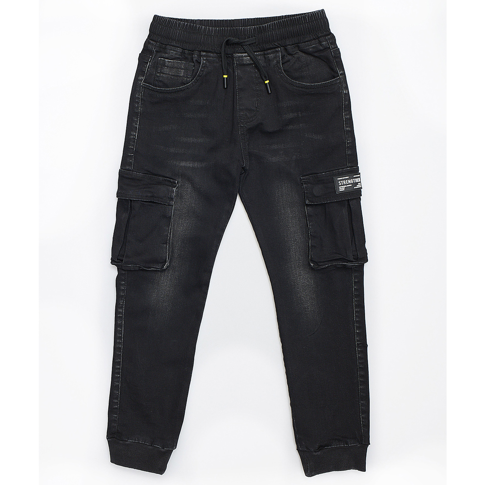 Τζιν cargo παντελόνι HASHTAG - ΜΑΥΡΟ