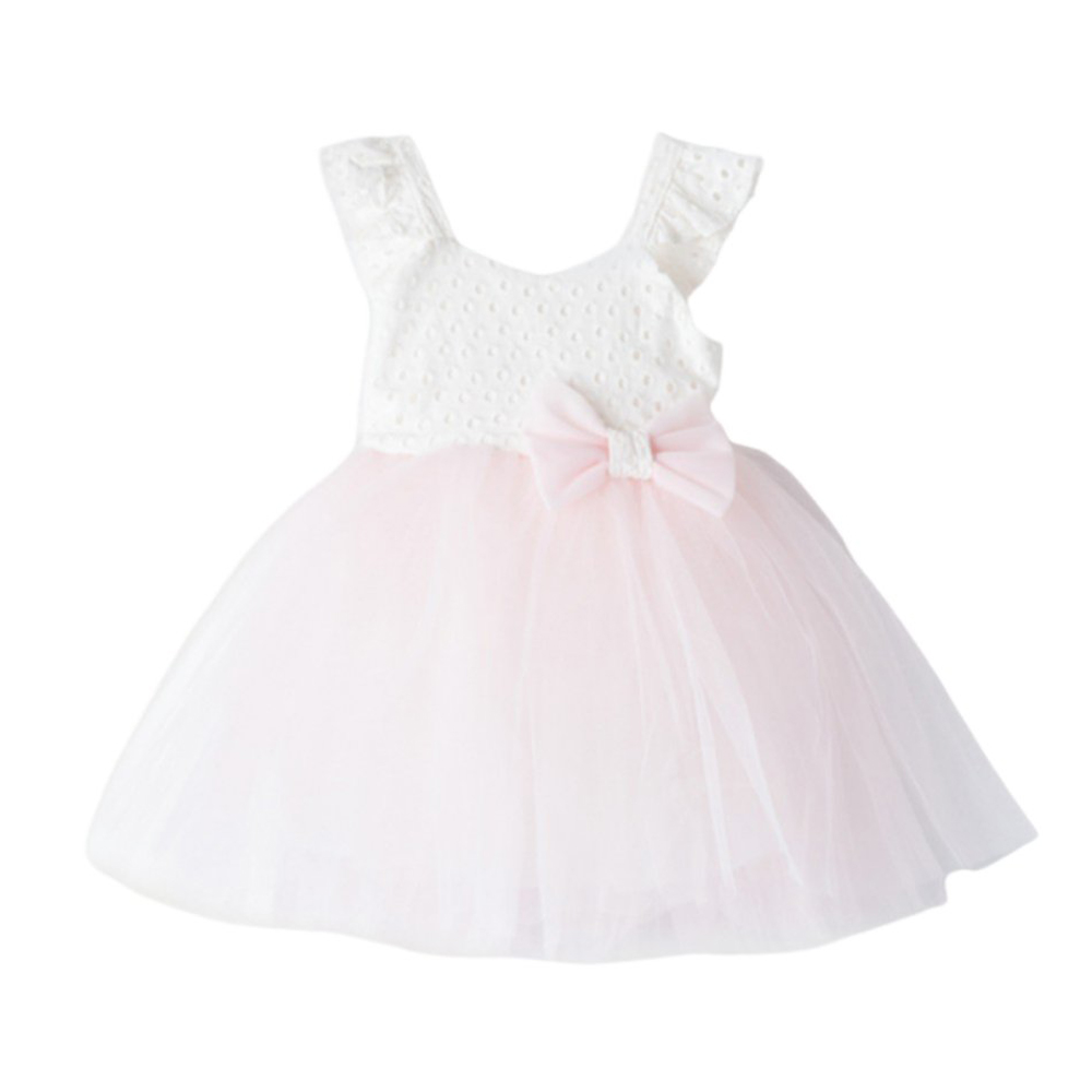 Βρεφικό φόρεμα ΕΒΙΤΑ κορίτσι - ΛΕΥΚΟ-ΡΟΖ