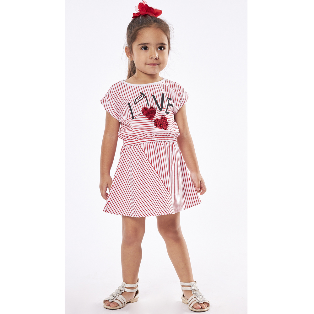 Φόρεμα ΕΒΙΤΑ κορίτσι ΛΕΥΚΟ- - ΛΕΥΚΟ-ΚΟΚΚΙΝΟ