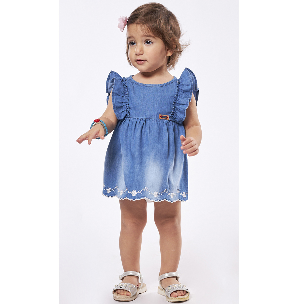 Τζιν φόρεμα ΕΒΙΤΑ κορίτσι - ΜΠΛΕ