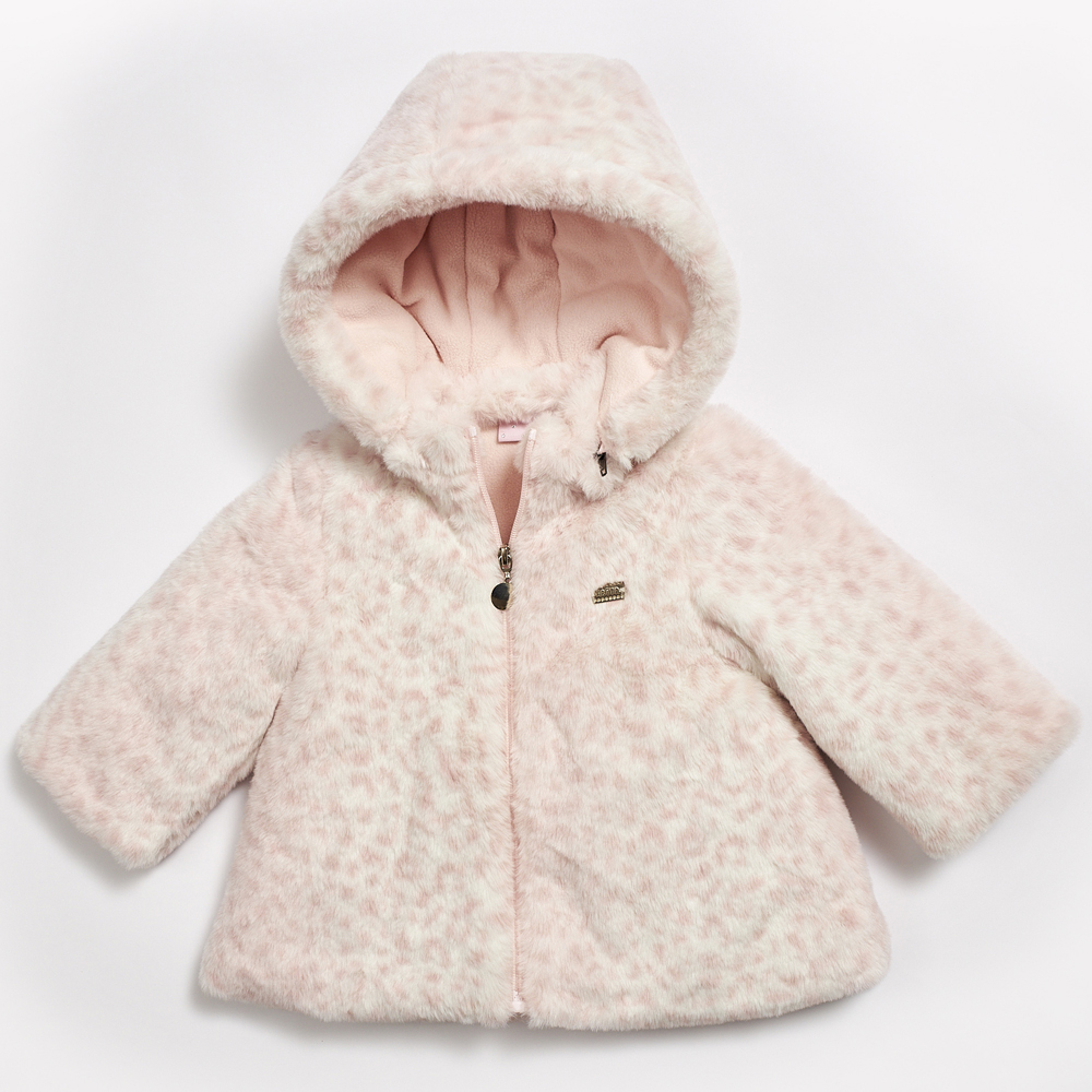 Γούνινο παλτό ΕΒΙΤΑ - ΛΕΥΚΟ-ΡΟΖ