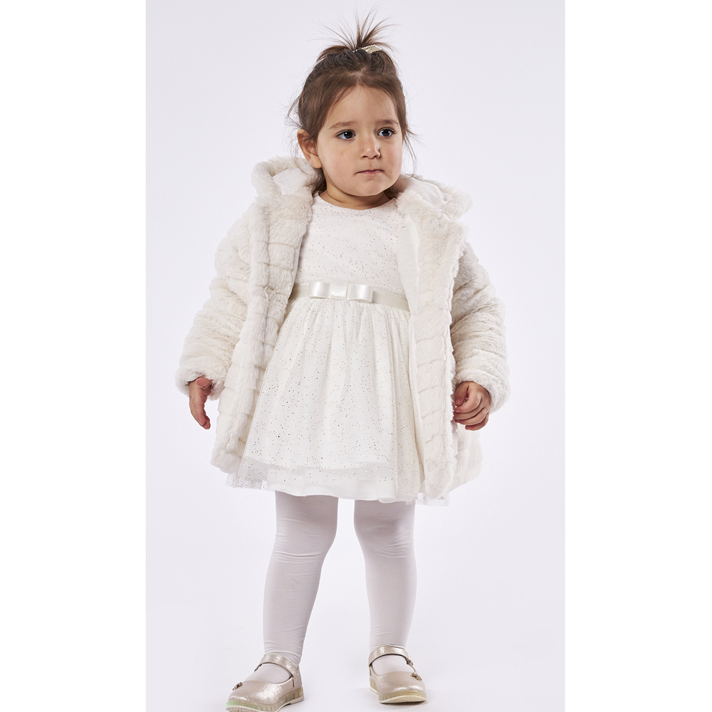 Σετ φόρεμα με γούνα ΕΒΙΤΑ - ΕΚΡΟΥ