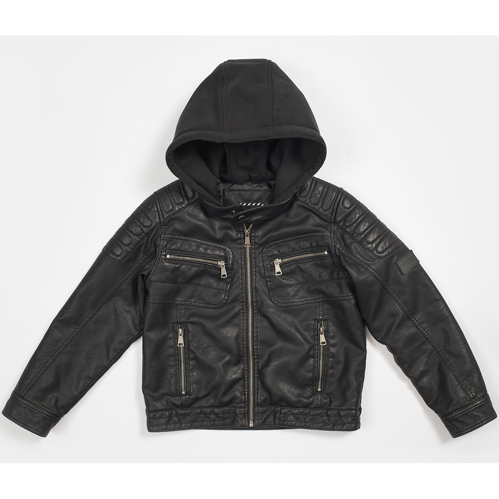 Μπουφάν δερματίνη HASHTAG - ΜΑΥΡΟ