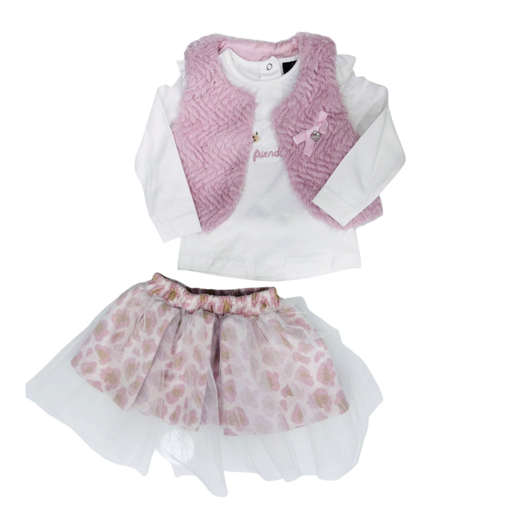 Σετ με φούστα RESTART 3 τμχ κορίτσι - ΡΟΖ