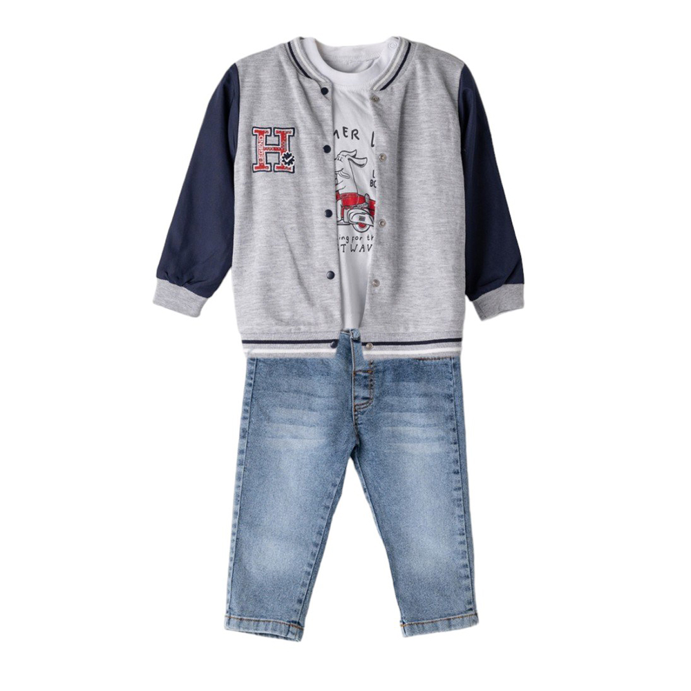 Σετ με παντελόνι HASHTAG 3 τμχ - ΓΚΡΙ