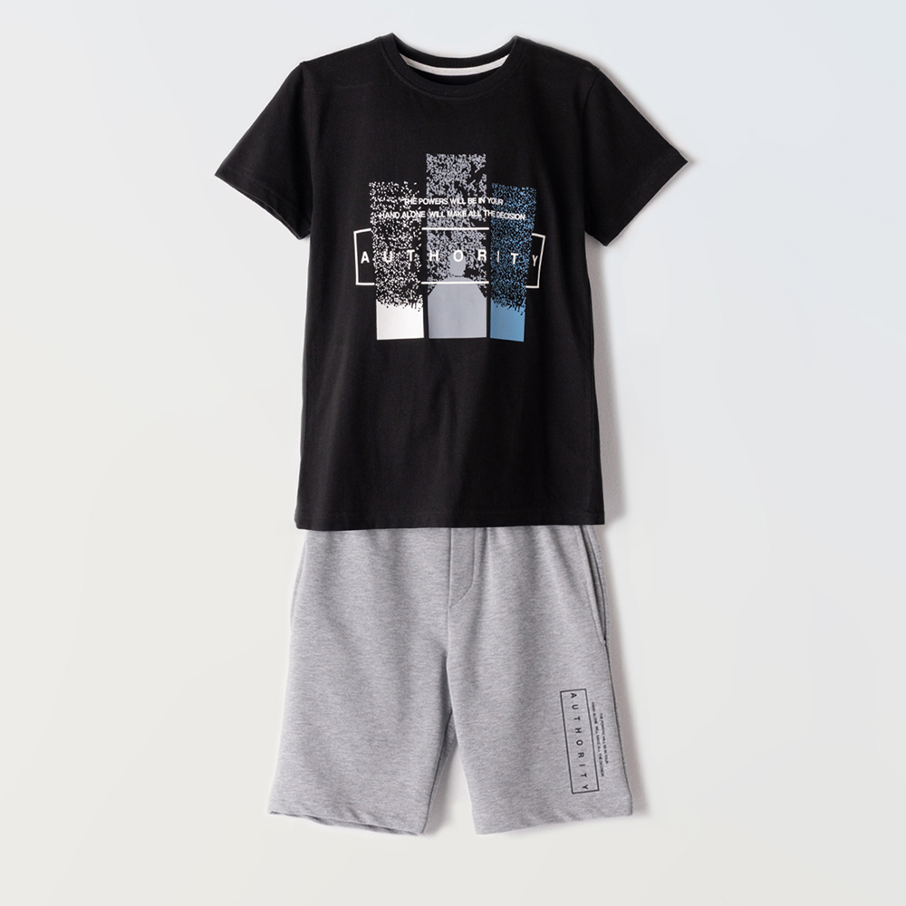 Σετ με βερμούδα HASHTAG αγόρι - ΜΑΥΡΟ