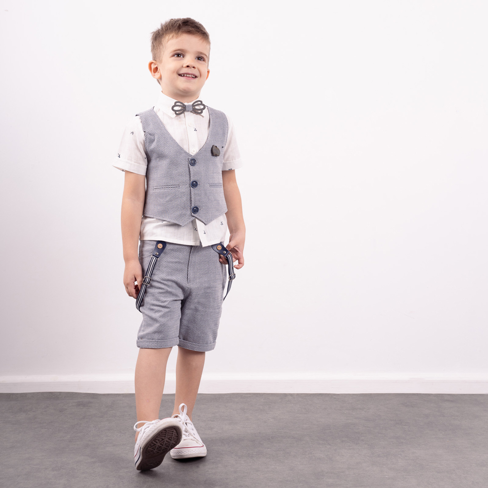 Σετ με βερμούδα HASHTAG 3 τμχ αγόρι - ΓΚΡΙ