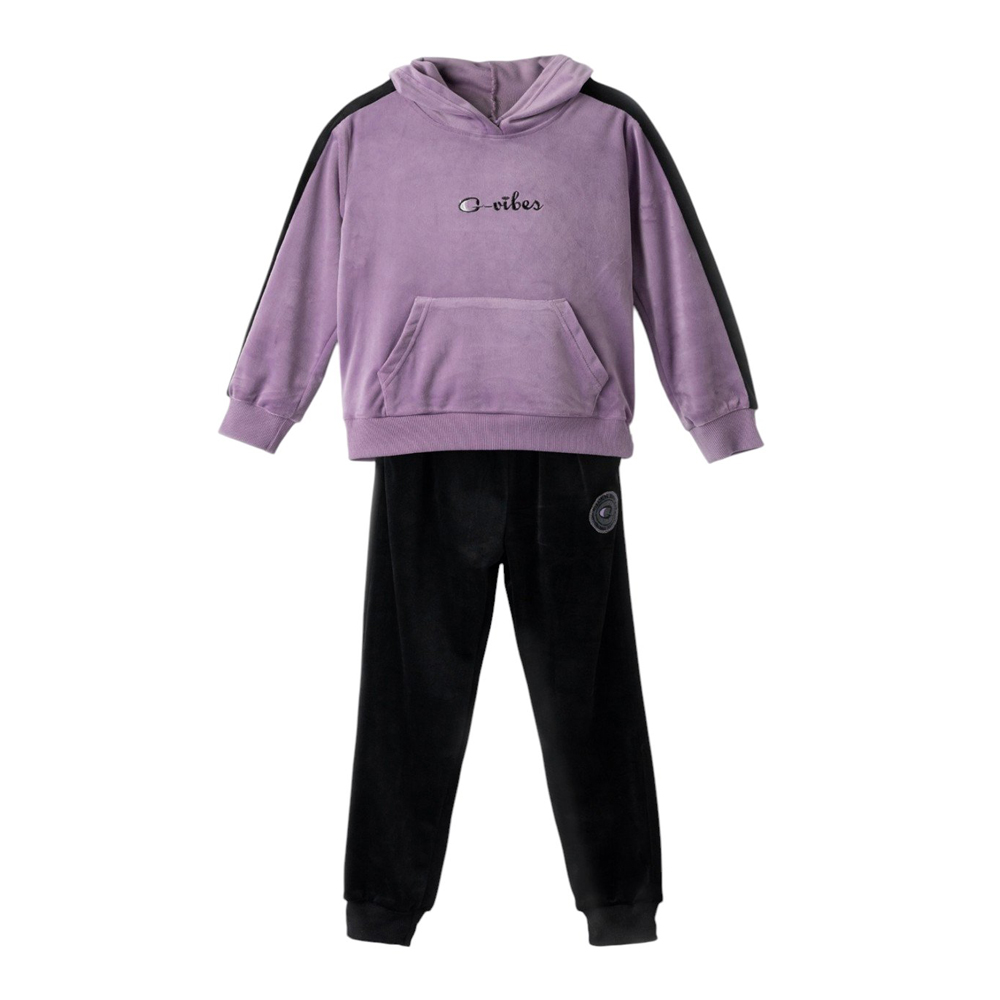 Παιδικό βελουτέ σετ φόρμας ΕΒΙΤΑ κορίτσι - ΛΙΛΑ