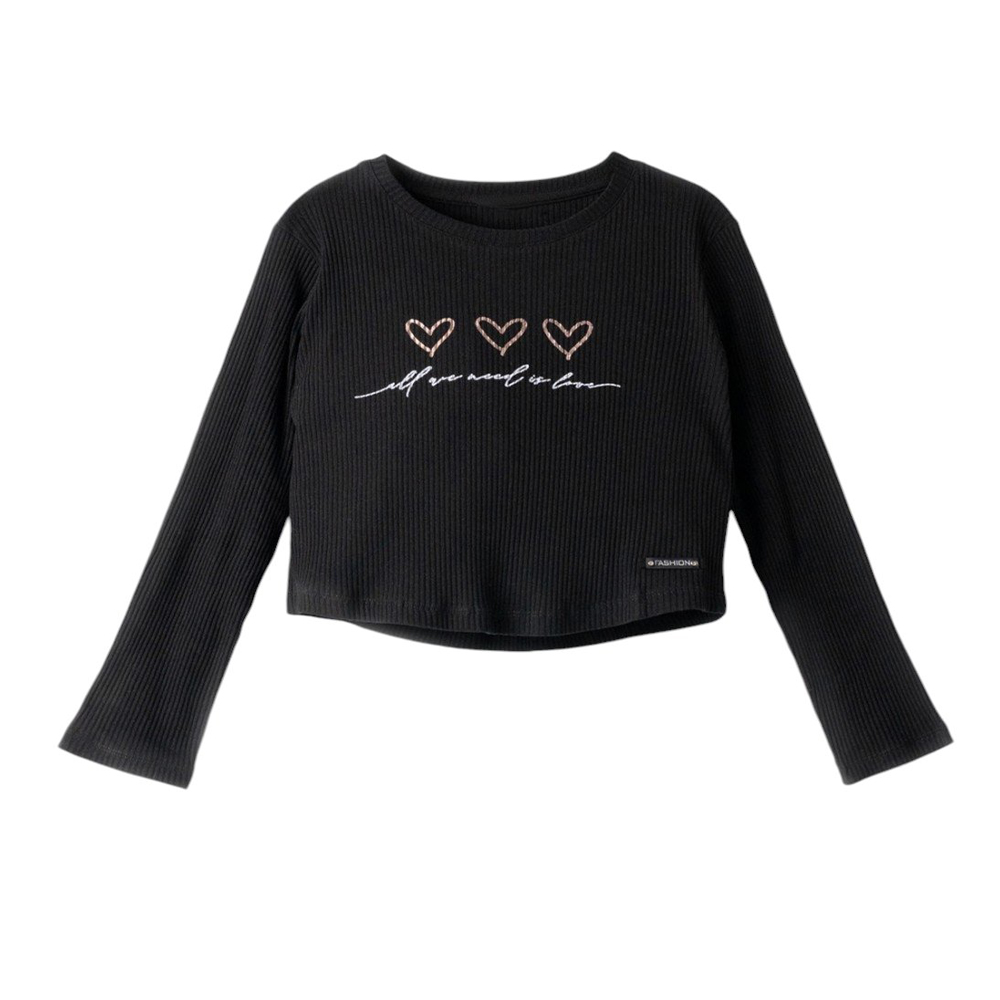 Παιδική μπλούζα rib ΕΒΙΤΑ κορίτσι - ΜΑΥΡΟ