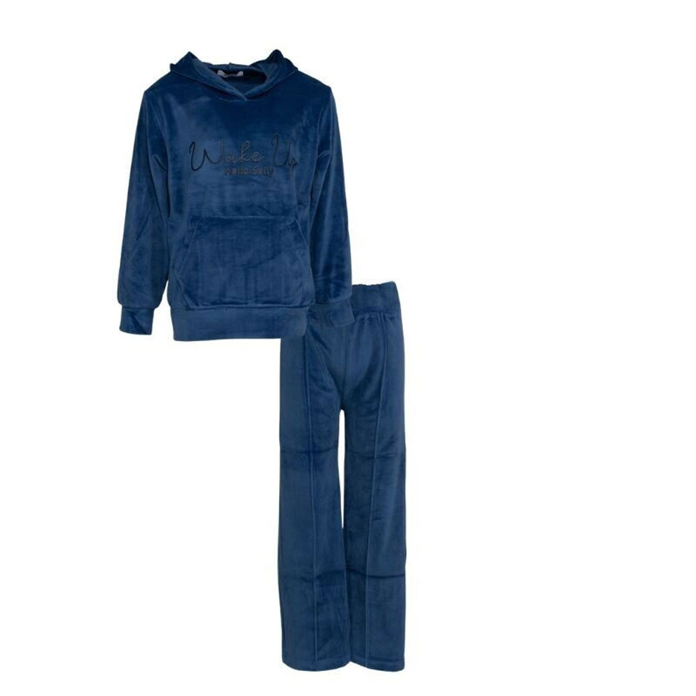 Παιδικό βελουτέ σετ με φόρμα ΕΒΙΤΑ κορίτσι - ΜΠΛΕ