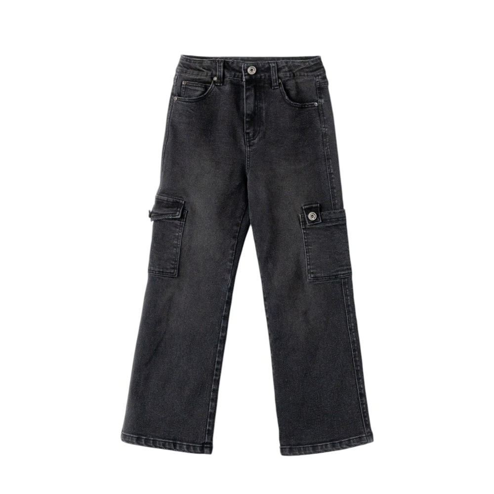 Παιδικό τζιν παντελόνι ΕΒΙΤΑ κορίτσι - ΜΑΥΡΟ