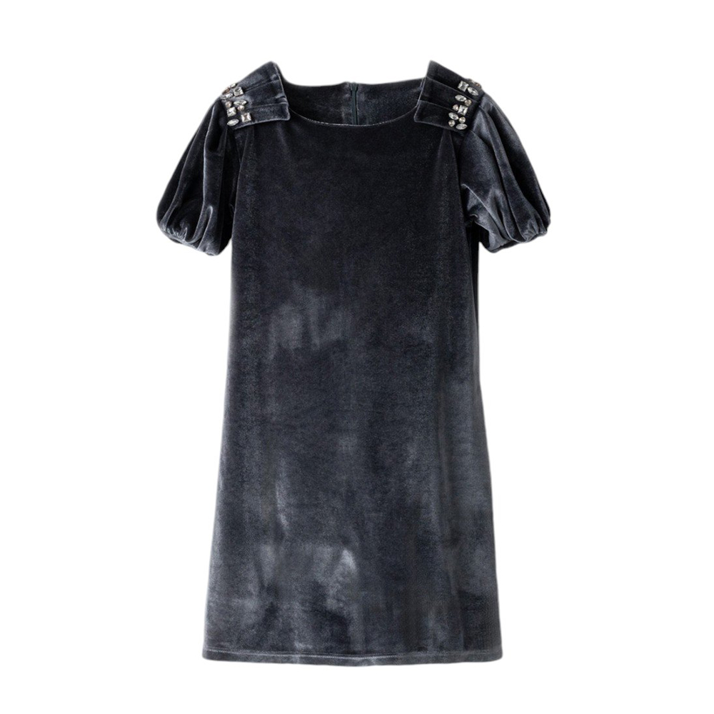 Παιδικό βελουτέ φόρεμα ΕΒΙΤΑ κορίτσι - ΓΚΡΙ