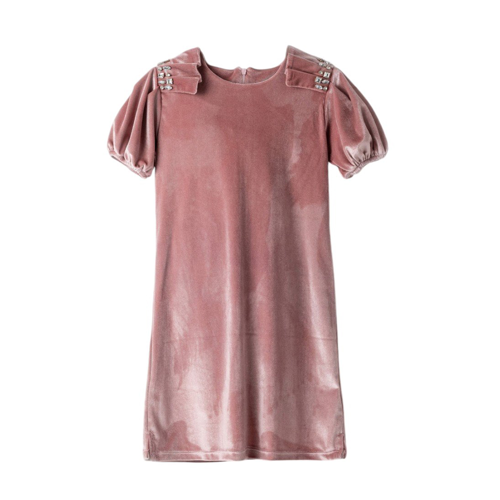 Παιδικό βελουτέ φόρεμα ΕΒΙΤΑ κορίτσι - ΡΟΖ