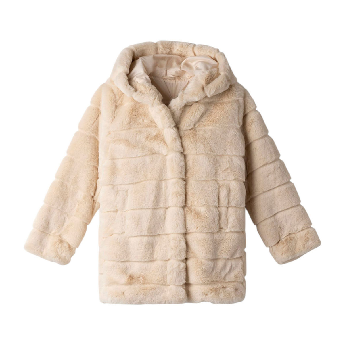 Παιδικό γούνινο παλτό ΕΒΙΤΑ κορίτσι - ΕΚΡΟΥ