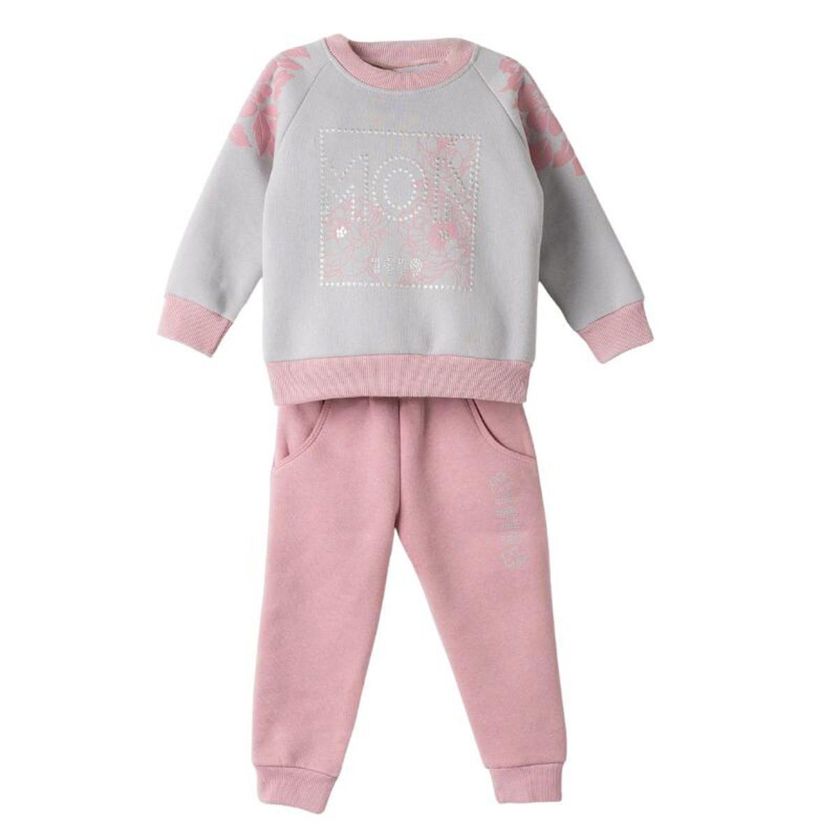 Παιδικό σετ με φόρμα ΕΒΙΤΑ κορίτσι - ΓΚΡΙ-ΡΟΖ