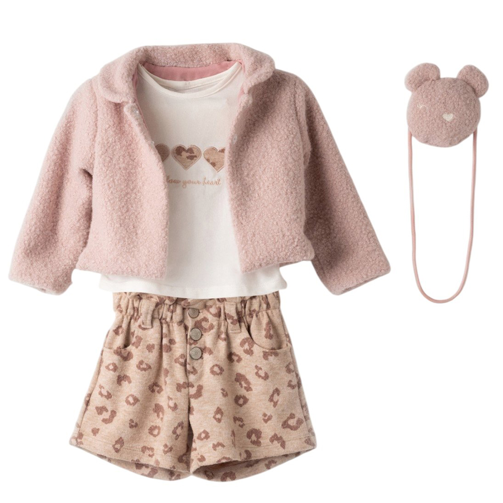 Παιδικό σετ με σόρτς 3 τμχ ΕΒΙΤΑ κορίτσι - ΡΟΖ