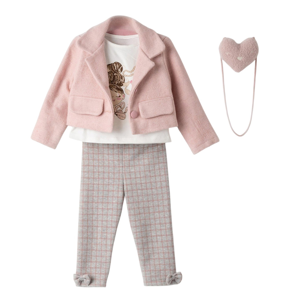 Παιδικό σετ με κολάν 3 τμχ ΕΒΙΤΑ κορίτσι - ΡΟΖ