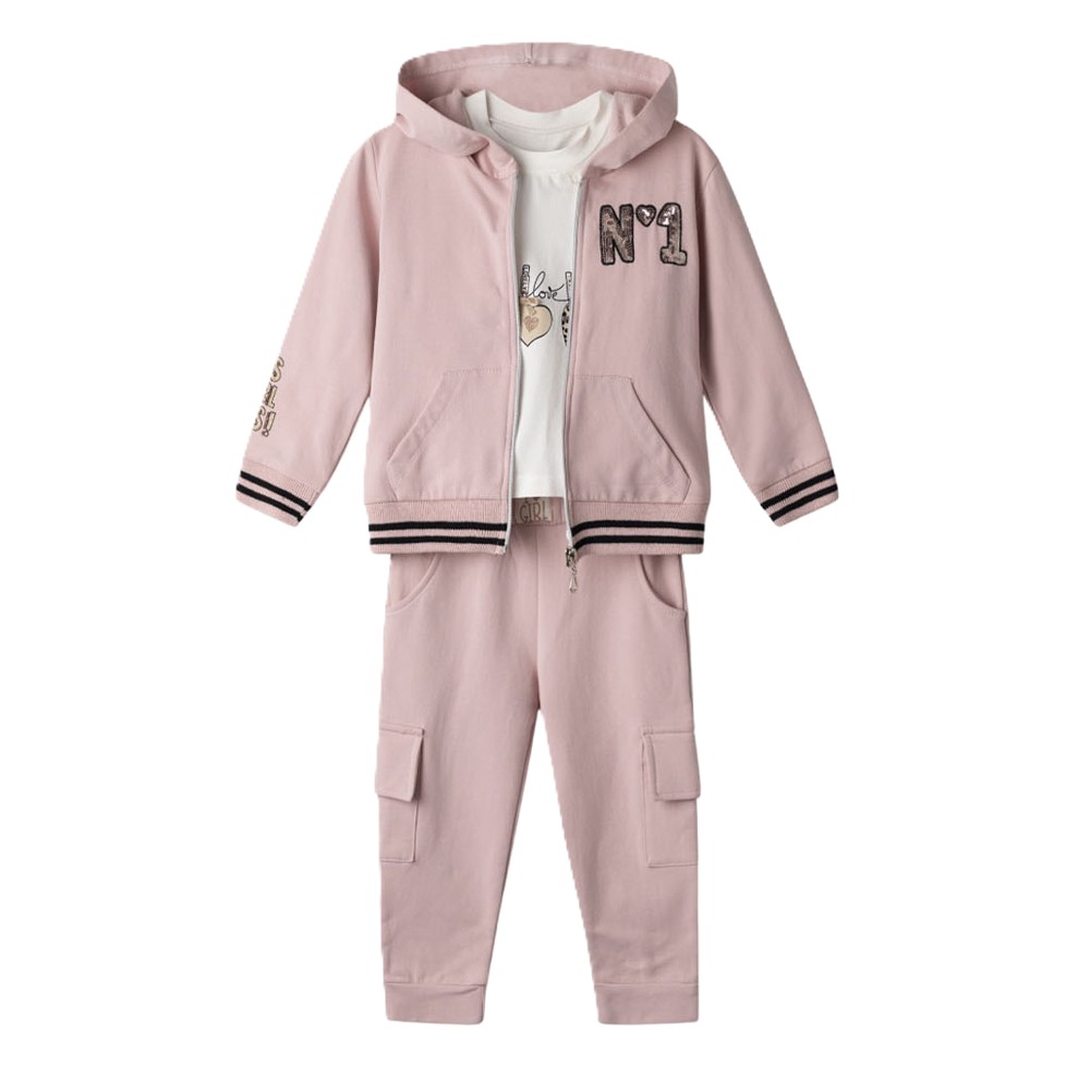 Παιδικό σετ με φόρμα ΕΒΙΤΑ 3 τμχ κορίτσι - ΡΟΖ