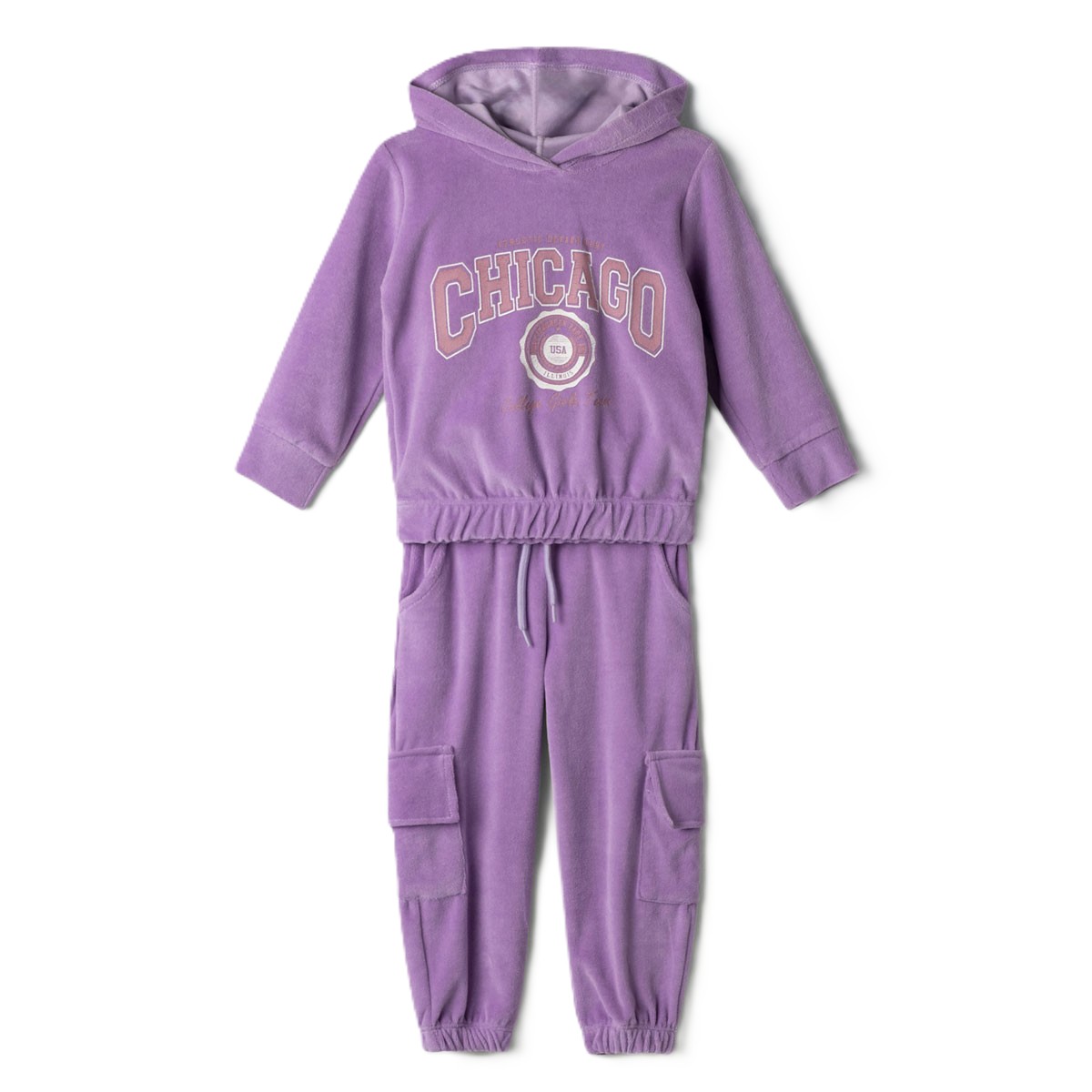 Παιδικό βελουτέ σετ με φόρμα ΕΒΙΤΑ κορίτσι - ΛΙΛΑ