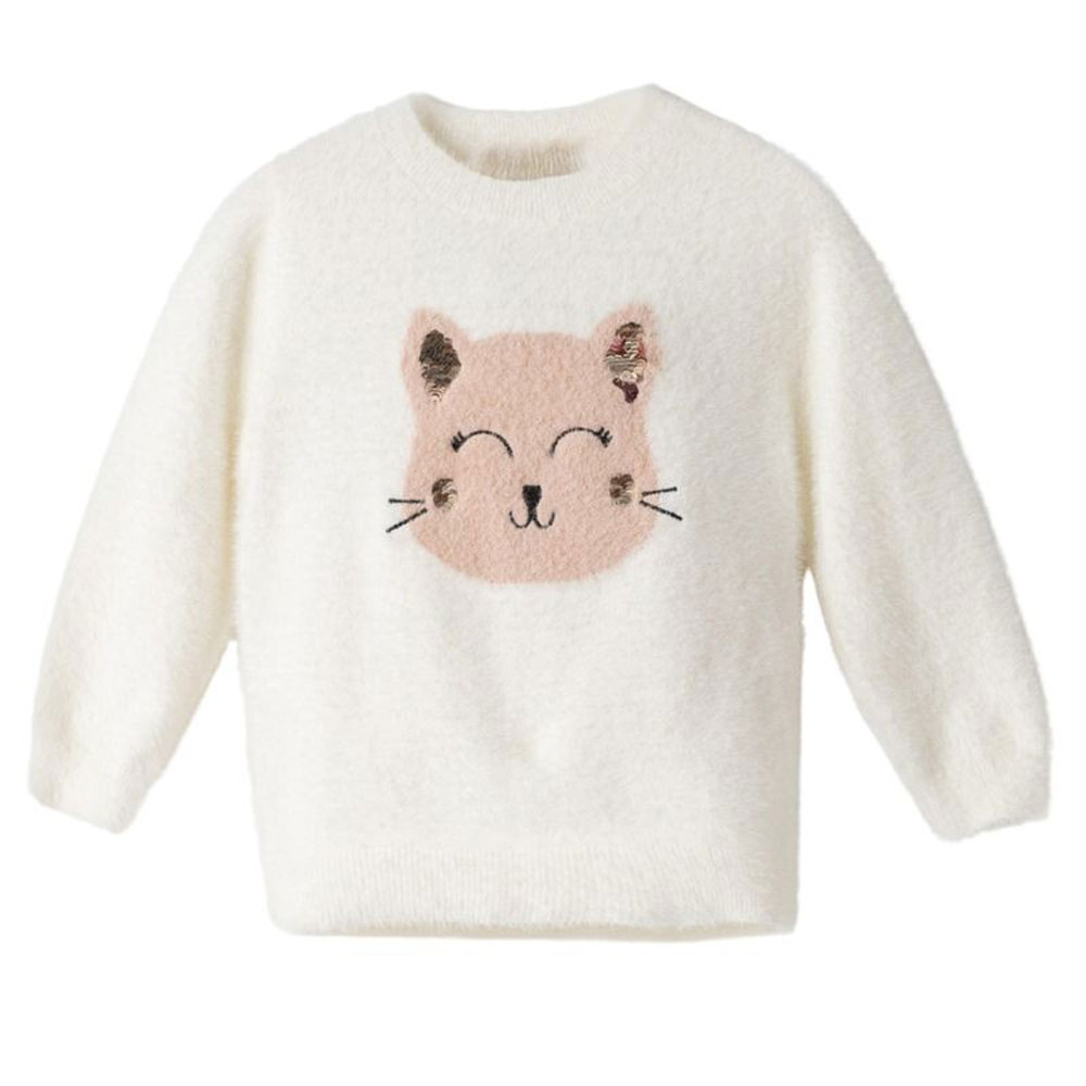 Παιδική πλεκτή μπλούζα ΕΒΙΤΑ κορίτσι - OFF WHITE