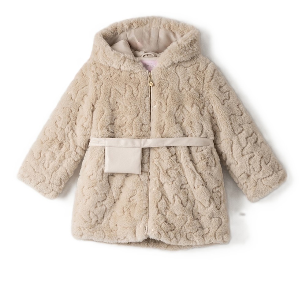 Παιδικό γούνινο παλτό ΕΒΙΤΑ κορίτσι - ΜΠΕΖ