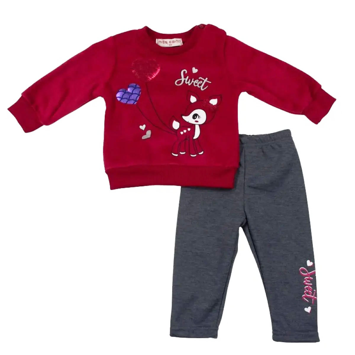 Βρεφικό σετ με φόρμα ΕΒΙΤΑ κορίτσι - ΚΟΚΚΙΝΟ