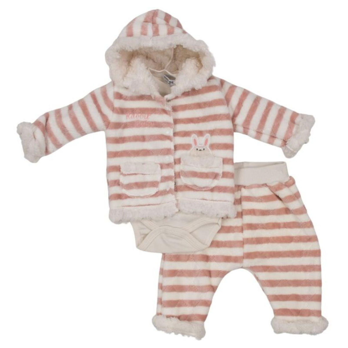 Βρεφικό σετ με φόρμα 3 τμχ ΕΒΙΤΑ κορίτσι - ΡΟΖ