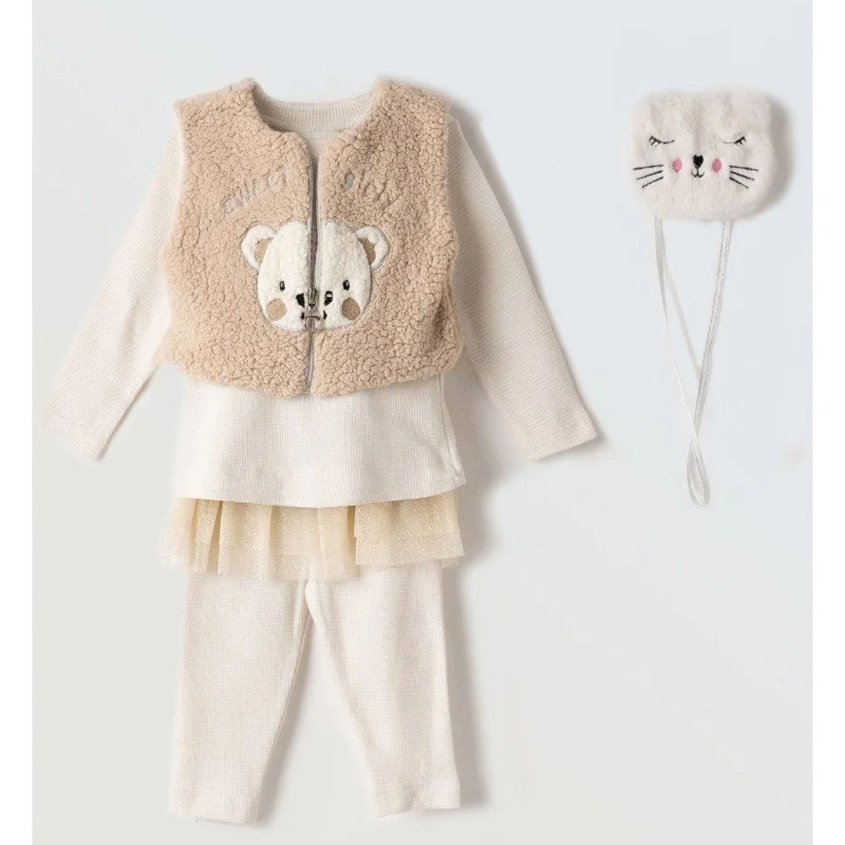 Βρεφικό σετ με κολάν 3 τμχ ΕΒΙΤΑ κορίτσι - ΜΠΕΖ