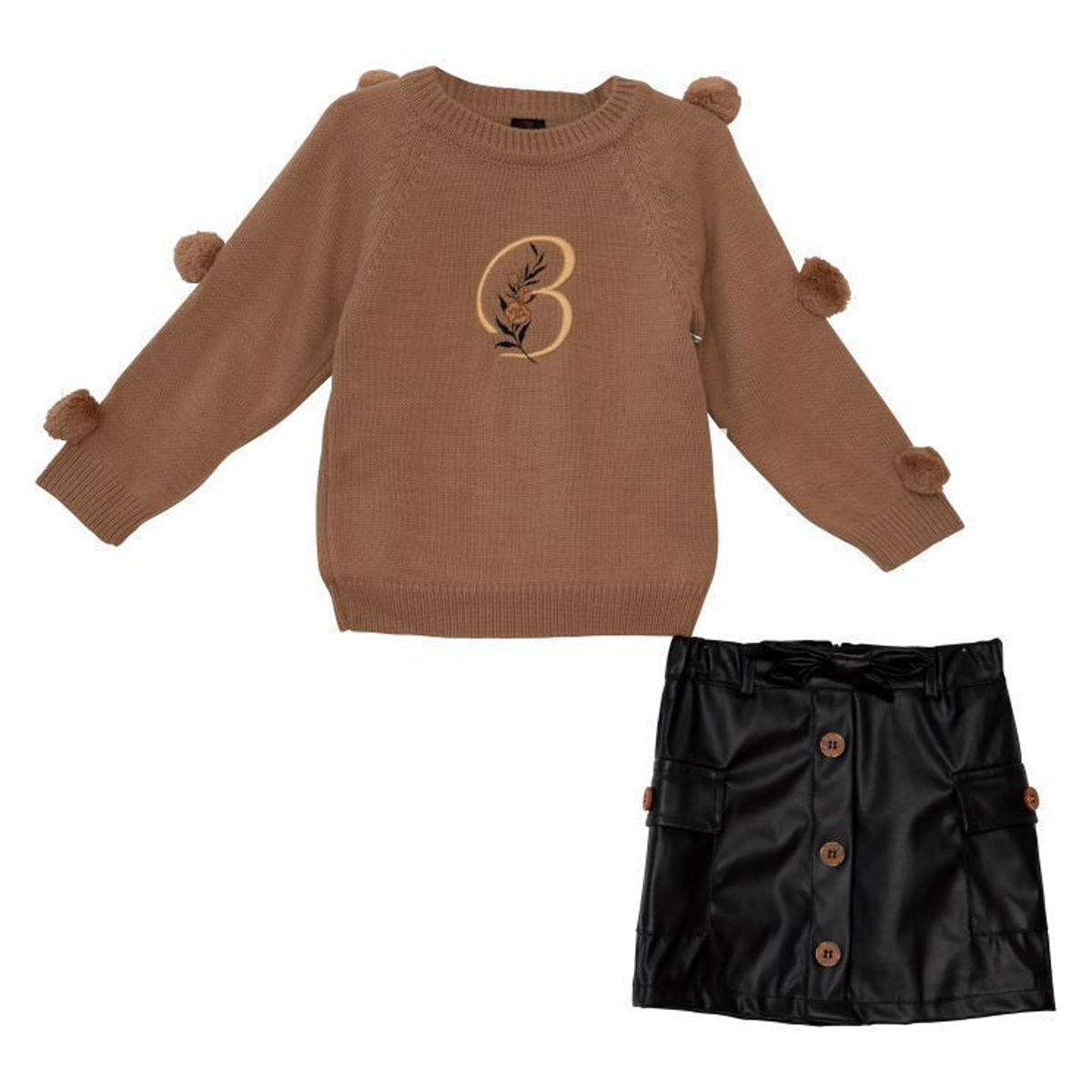 Παιδικό σετ με φούστα δερματίνη RESTART κορίτσι - ΚΑΦΕ