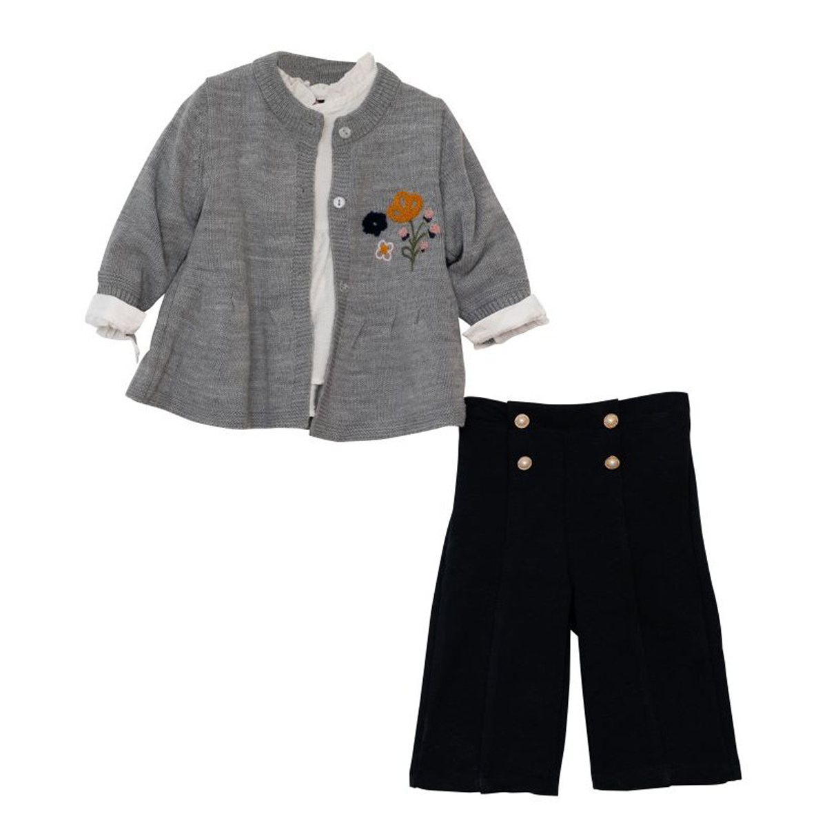 Βρεφικό σετ με παντελόνι 3 τμχ RESTART κορίτσι - ΓΚΡΙ