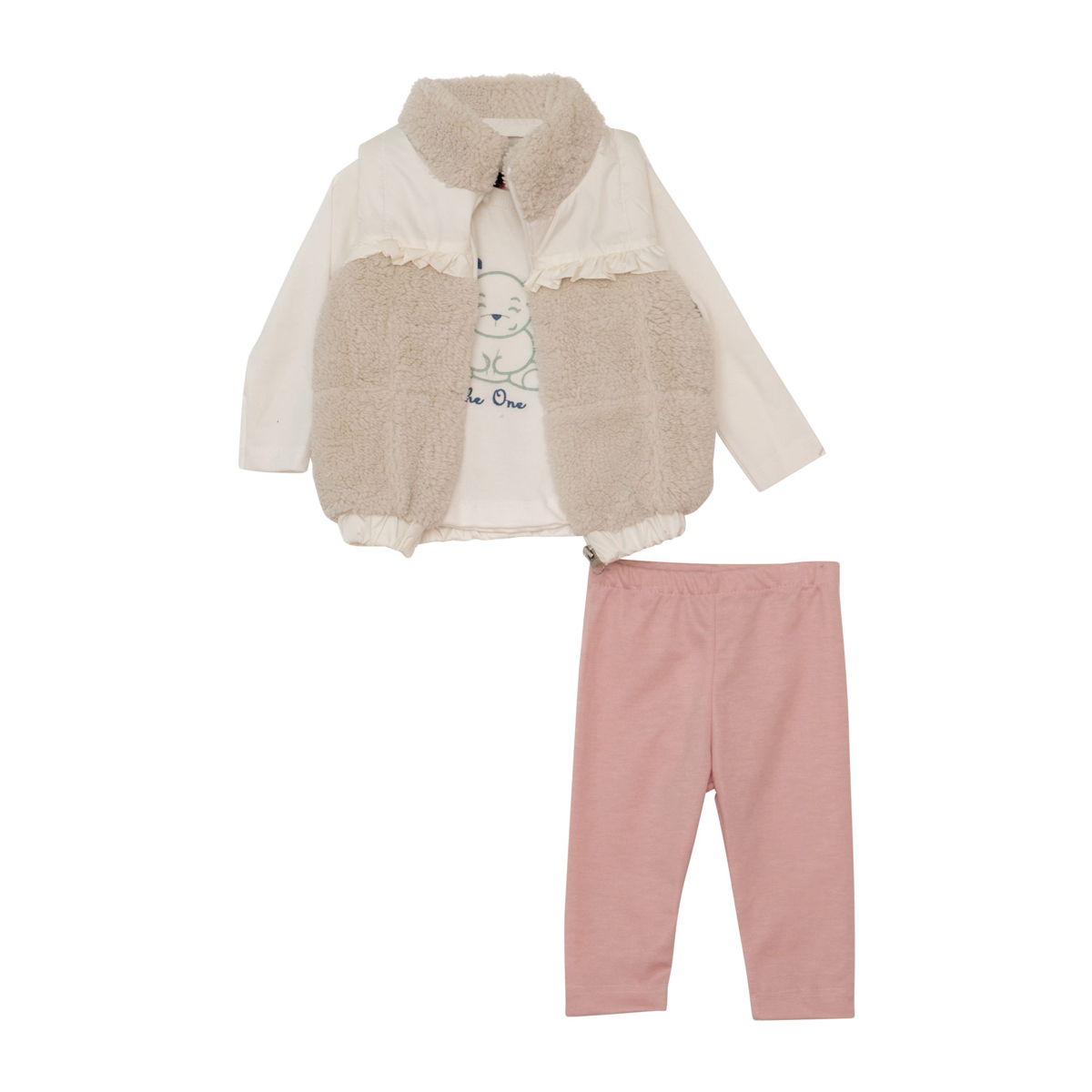 Βρεφικό σετ με παντελόνι 3 τμχ RESTART κορίτσι - ΕΚΡΟΥ