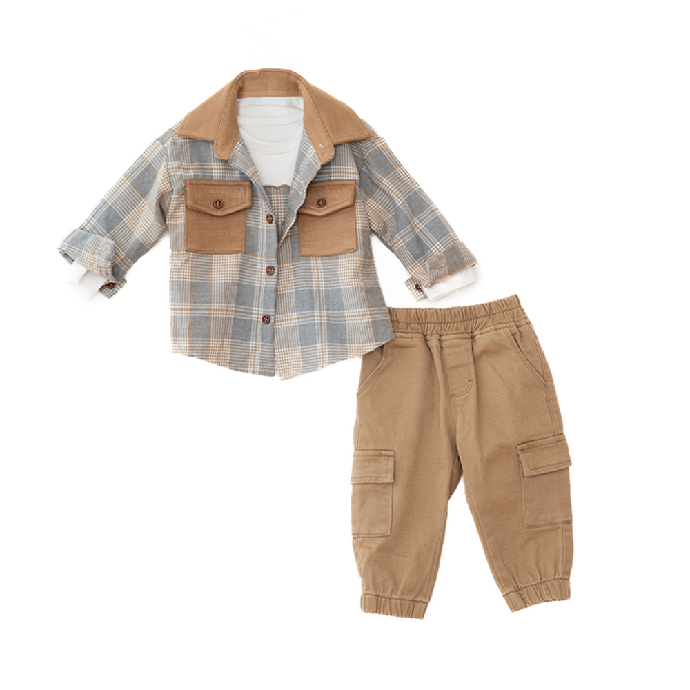 Βρεφικό σετ με παντελόνι 3 τμχ RESTART αγόρι - ΚΑΜΕΛ