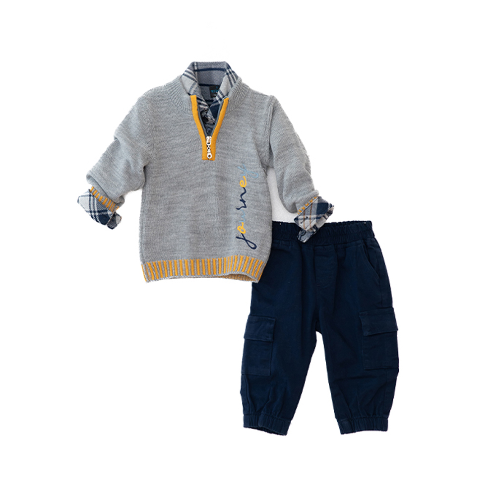 Βρεφικό σετ με παντελόνι 3 τμχ RESTART αγόρι - ΓΚΡΙ