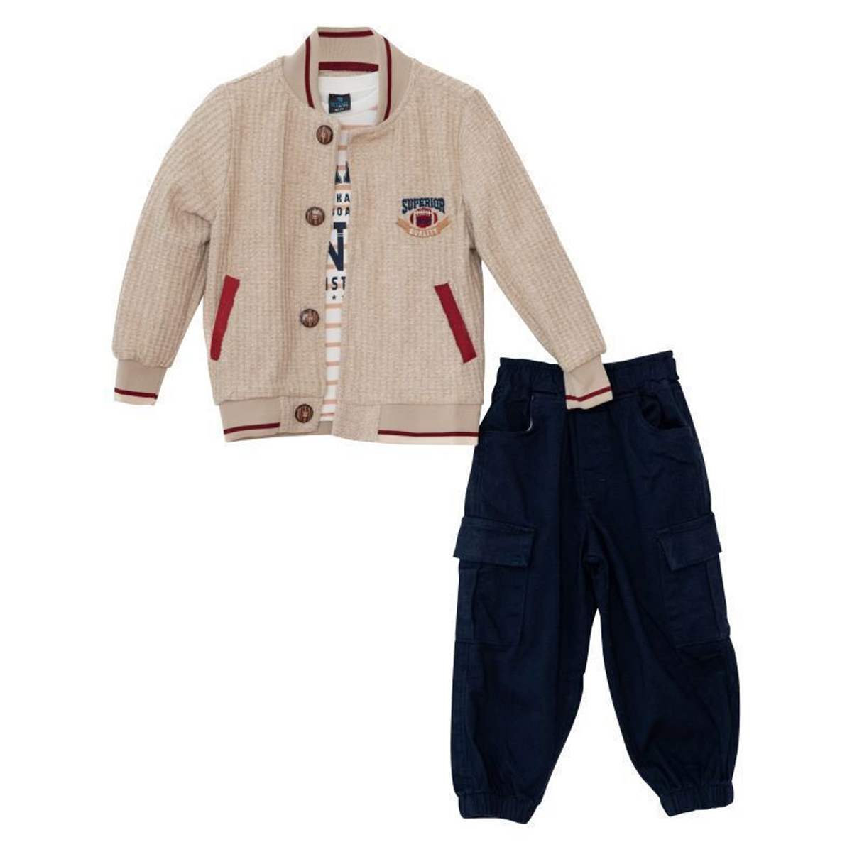 Παιδικό σετ με παντελόνι 3 τμχ RESTART αγόρι - ΕΚΡΟΥ