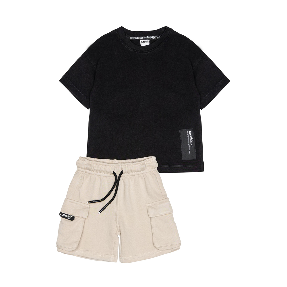 Παιδικό σετ με βερμούδα SPRINT αγόρι - ΜΑΥΡΟ